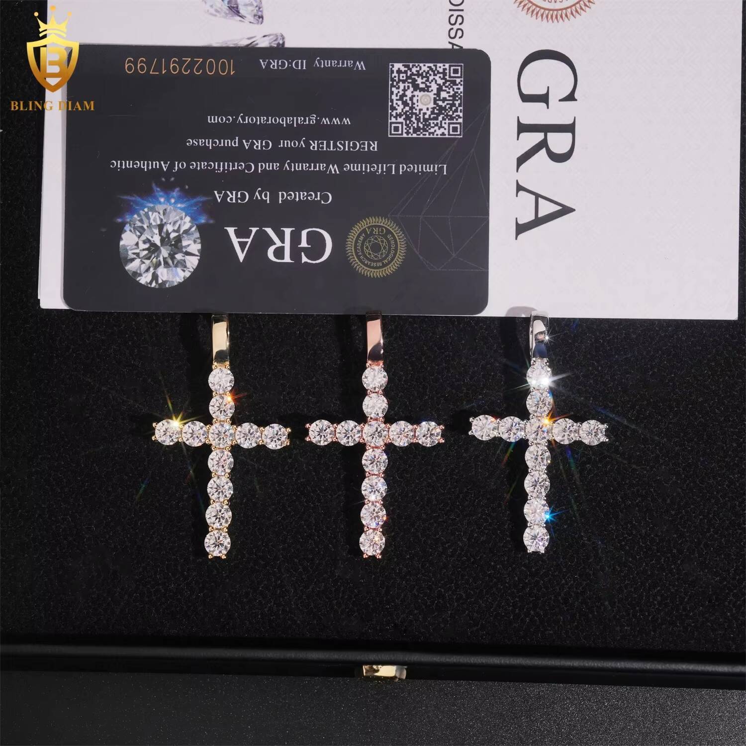 Fashion Jewelry Iced Out Luxury Vvs Moissanite Custom Gold Plated Cross Pendant