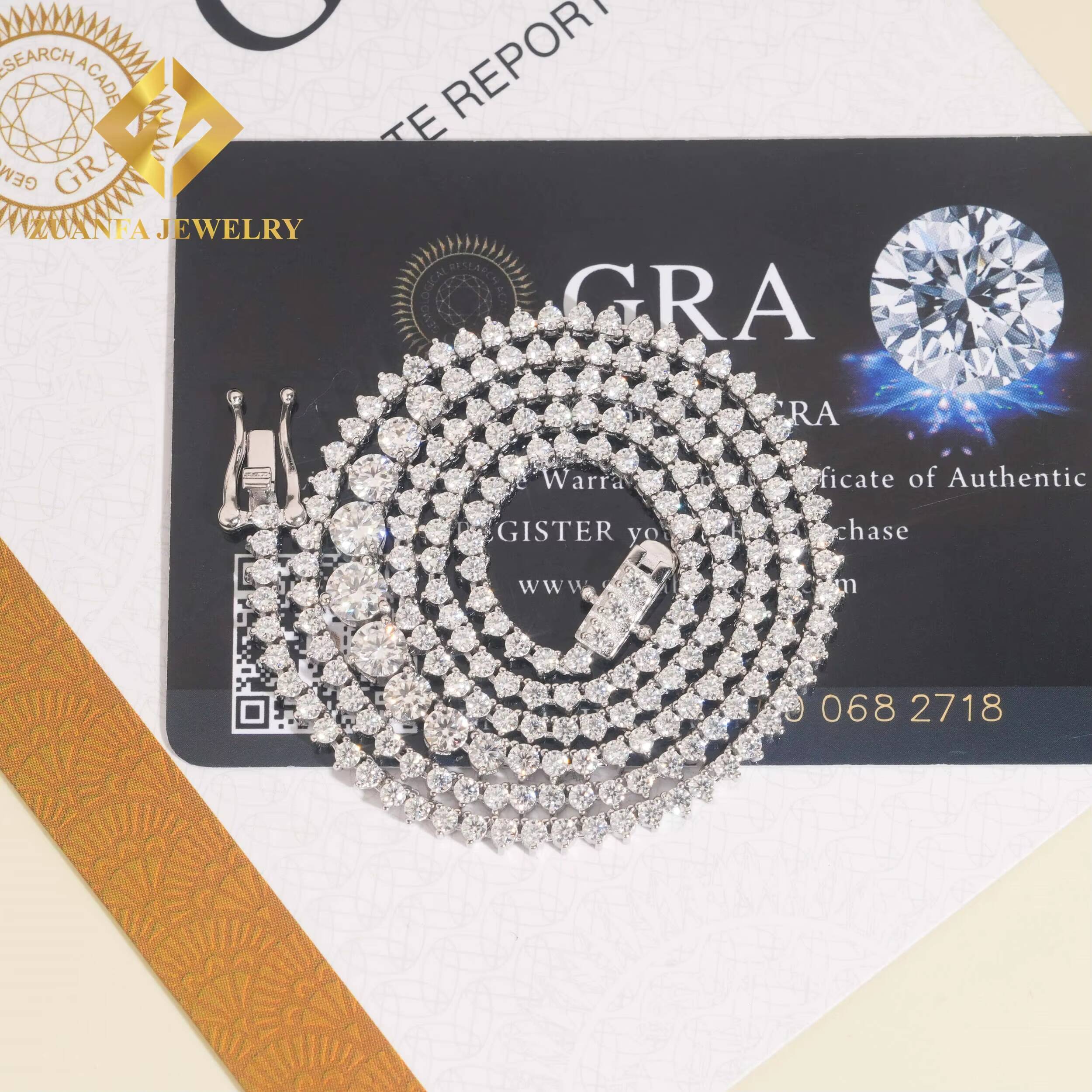 Hot Sale Tennis Chain 925 Sterling Silver Bracelet Pass Diamond Tester GRA Certified VVS Moissanite Chock Necklace