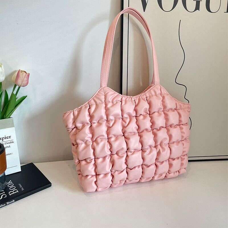 OLOEY Large Capacity Cloud Fold Foreign Trade New Embroidery Thread Fashion Portable Puff Bag Commuting Shoulder Women S Tote
