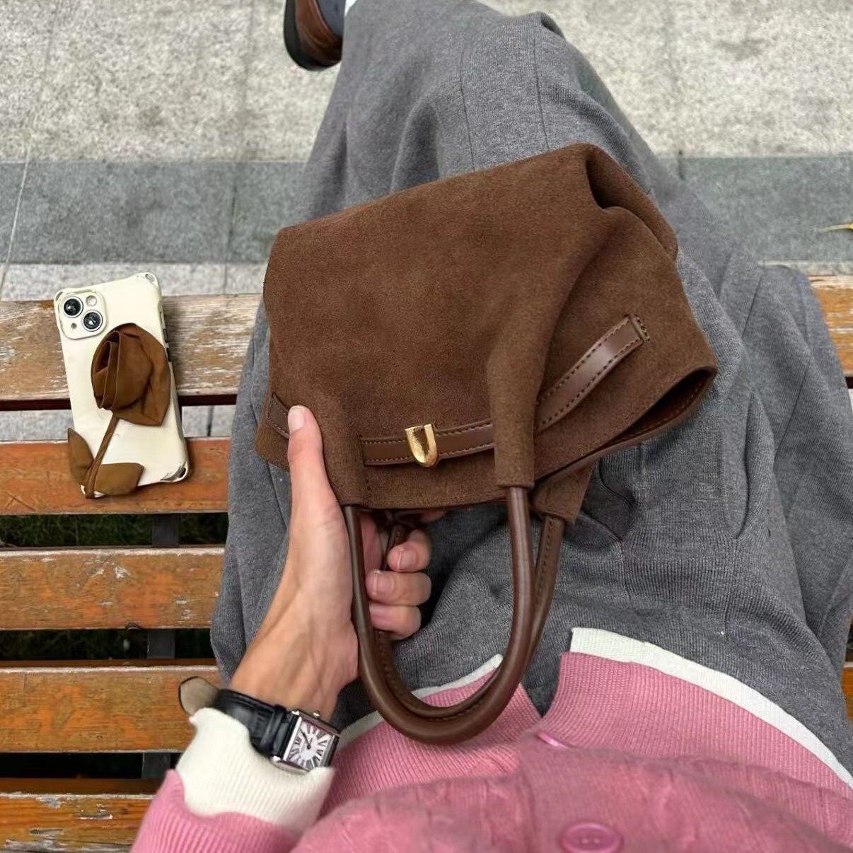 2025 Autumn New Women's Shoulder Bag Matte Suede Handbag New Trend Autumn New Designer Bag Solid Color Niche Women's Crossbody Bag Handbag