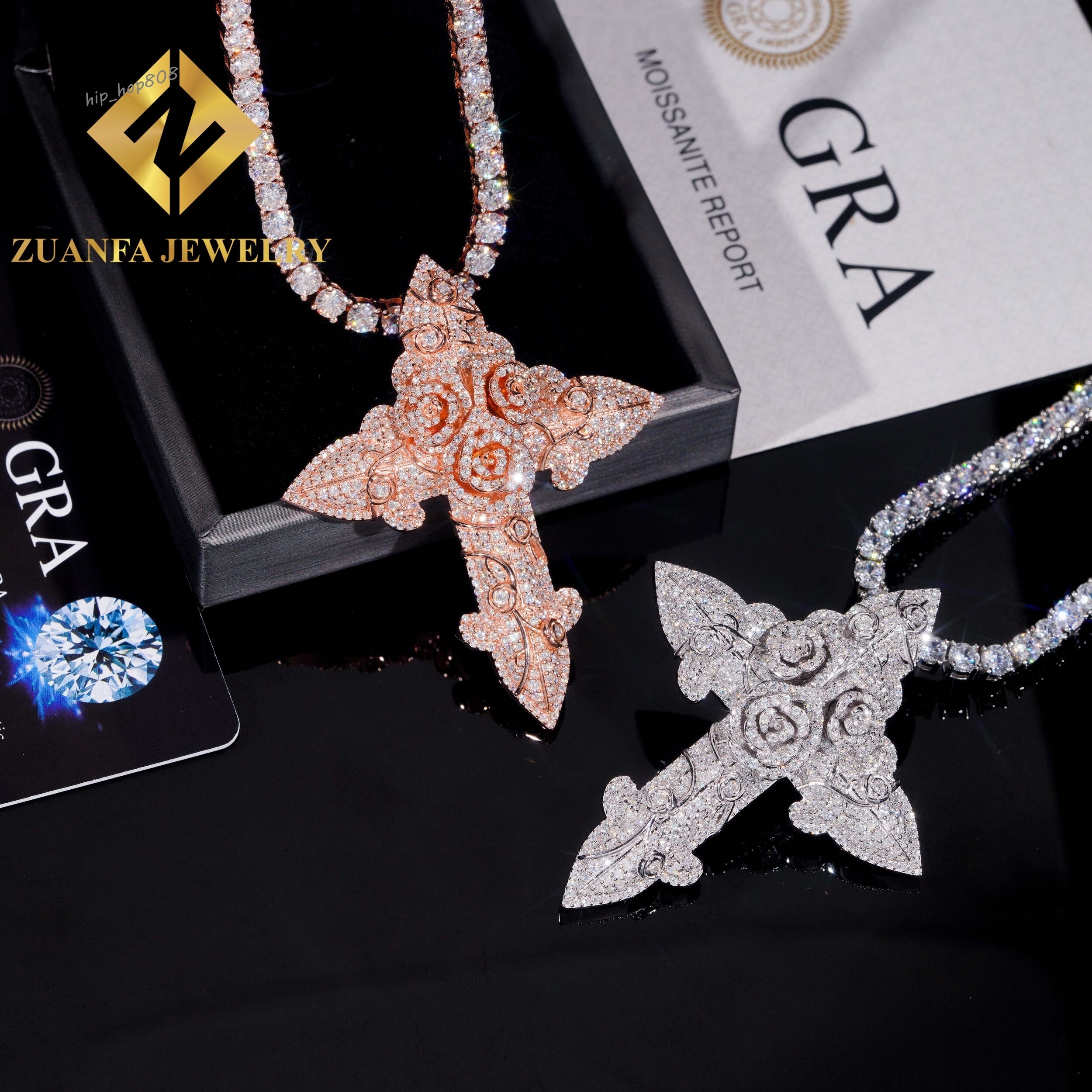 Beatiful Hip Hop 925 Silver Moissanite Cross Pendant Jewelry Fine Ice Out Pendant Unisex