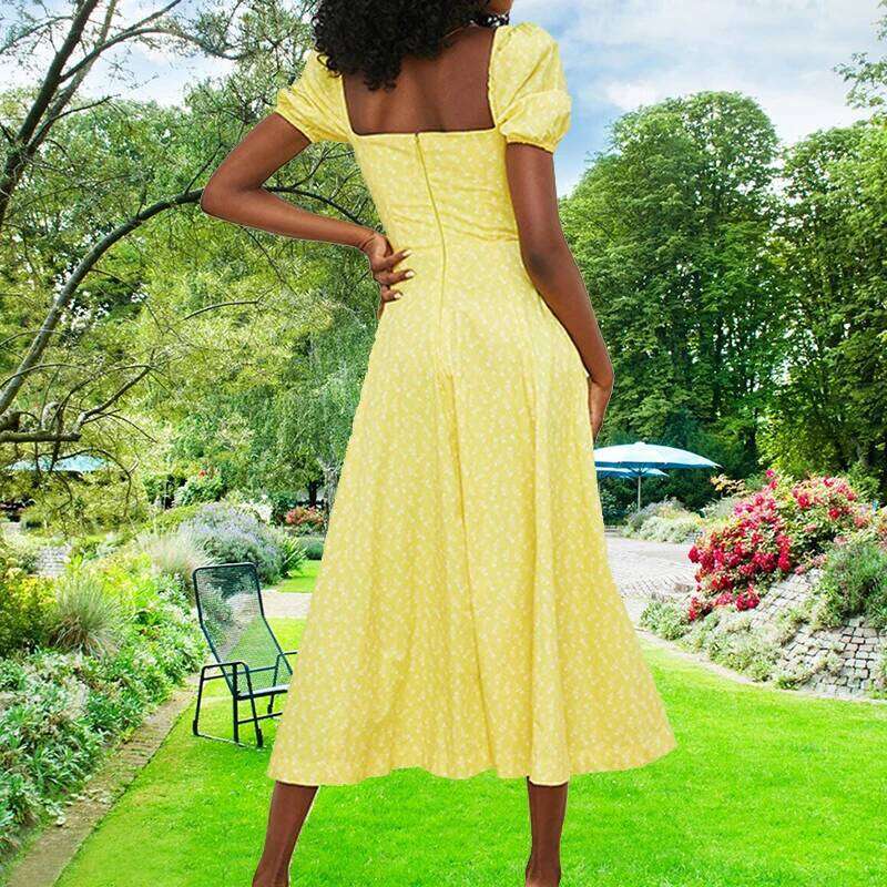 Women's Clothing 2024 New Small Fresh Floral Slim Fit Slit European And American Camisole Dress For