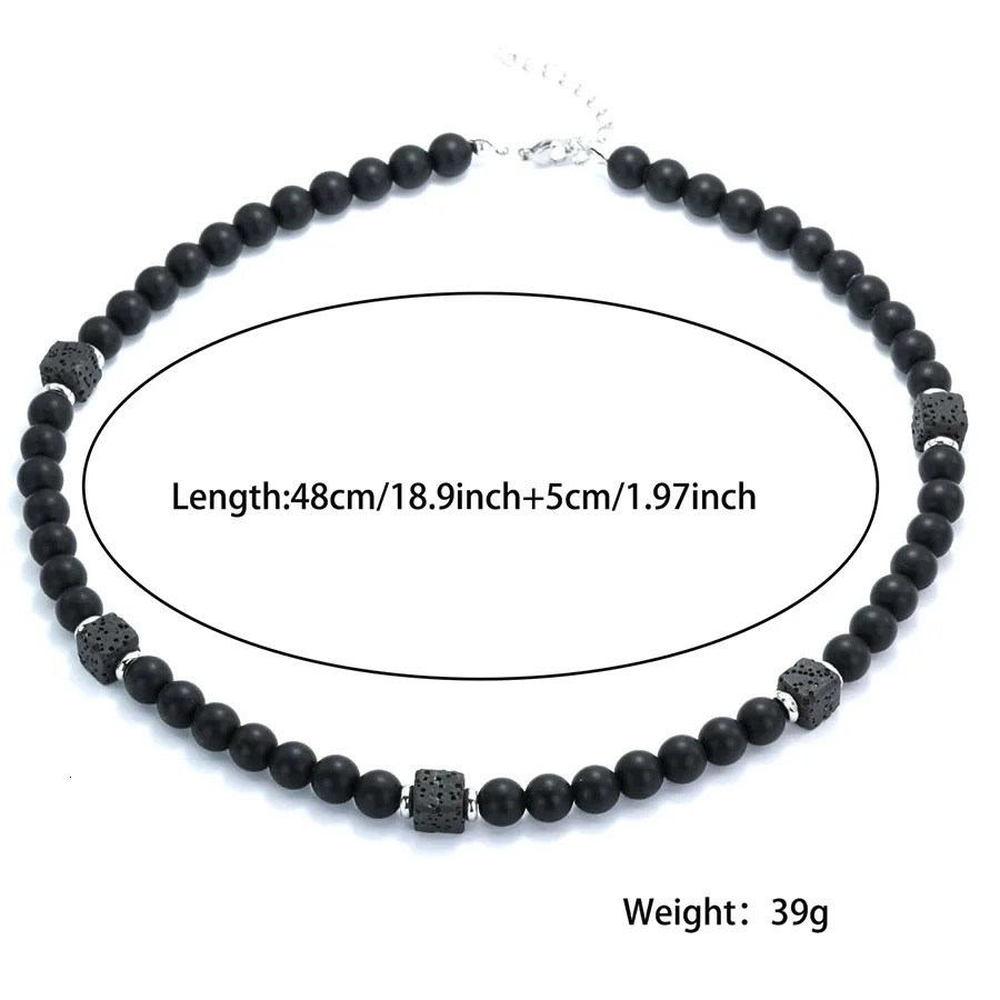 2Pcs Men Jewelry Bracelet Set Black Onyx Obsidian Lava Yoga Meditation Healing Necklace Braslet Locomotive Outdoor Accessories 250811