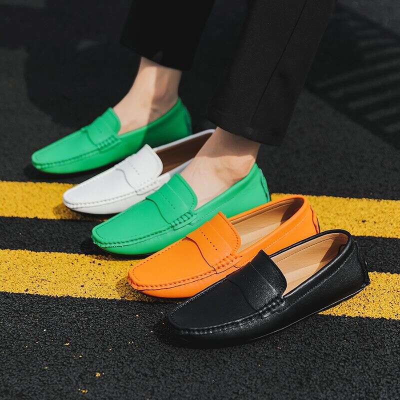 Plus-size simple lazy leather beanie men plus cotton casual driving shoes