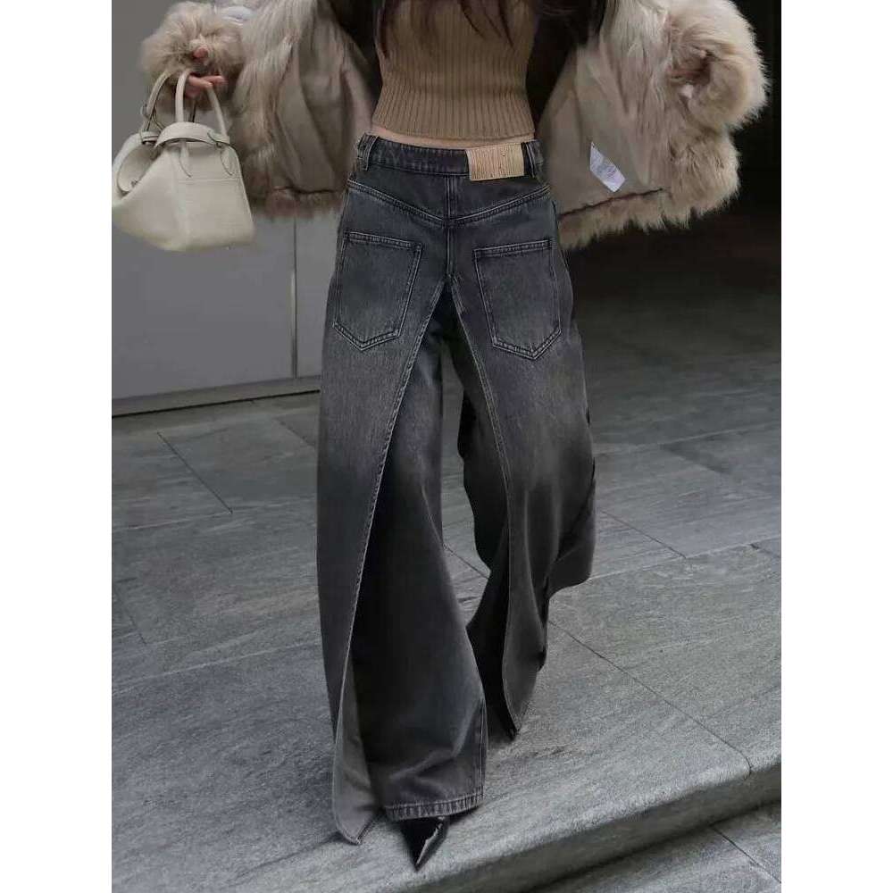 Trashy Y2K Style New Rock Hip Hop Baggy Wide Leg Jeans Pants Women 90S Clothes Vintage Straight Lady Denim Trousers Ropa Mujer