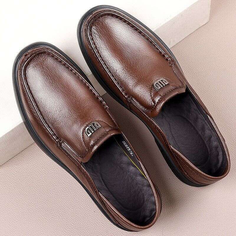 New Sheepskin Casual Leather Sole, Soft Genuine Leather, One Step Kick, Lefu Shoes, Men's Versatile