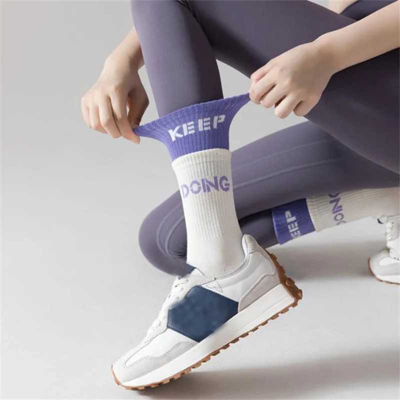 1/2/4/6 Pairs of Yoga Socks Female Medium Length Socks Pure Cotton Anti-Slip Silicone Indoor Pilates Womens Sports Socks 2025newXJ250815