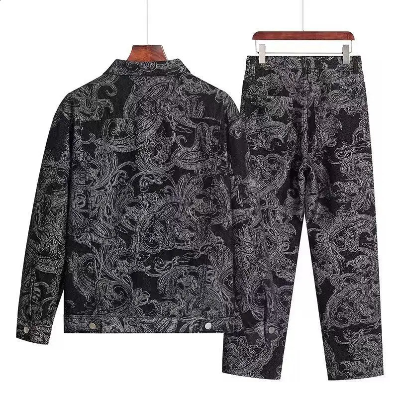 Spring Autumn Denim Set For Men Stylish Jacket Jeans 2piece Suit Working Class Style Fashion Sets 250815