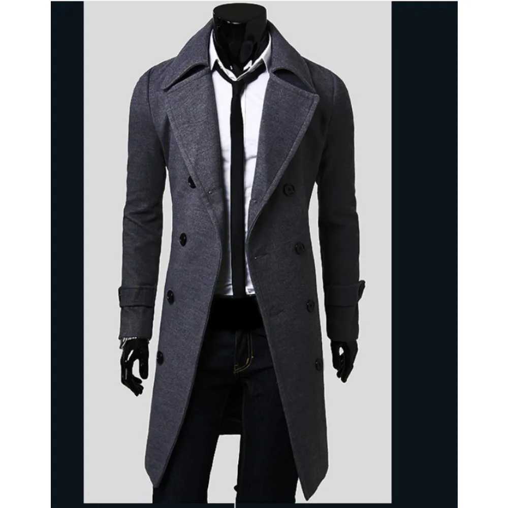 2025 New Arrival! Mens Double-breasted Trench Coat Mid-length Slim Fit Casual Overcoat Stylish Choice W250815