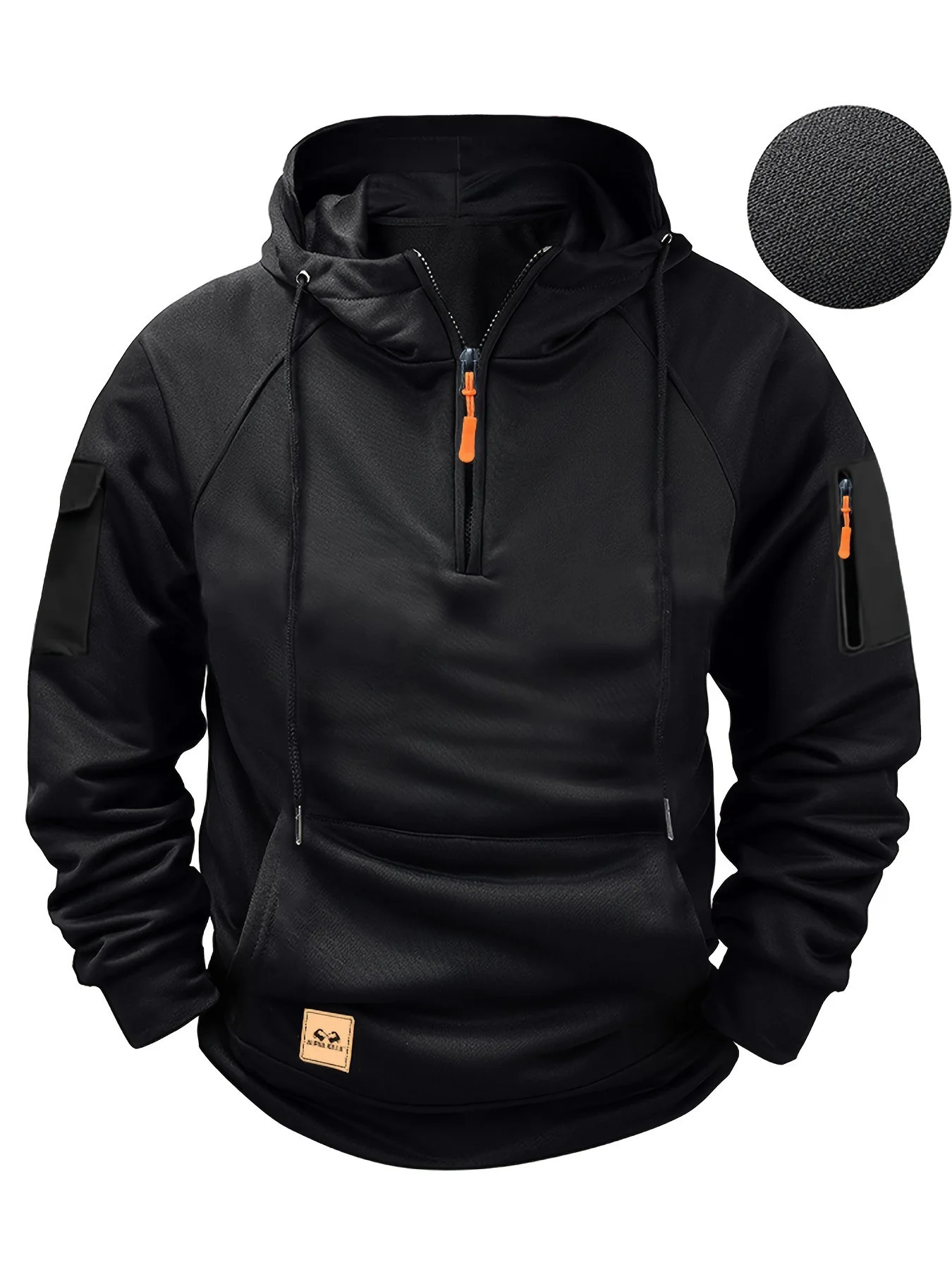 Autumn and winter mens casual sports multi zipper arm pocket hoodie pullover hooded sweatshirt 250814