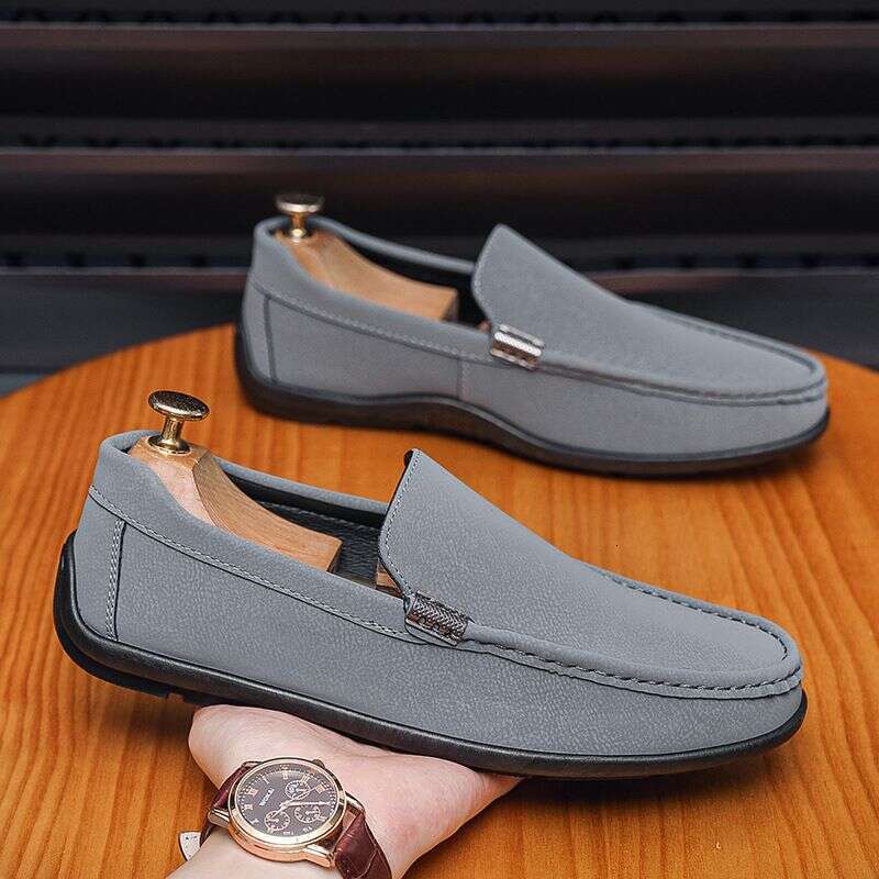 2025 Doudou Autumn New Casual Slip On Lazy People's Leather Live Quality Men's Shoes Ddf1