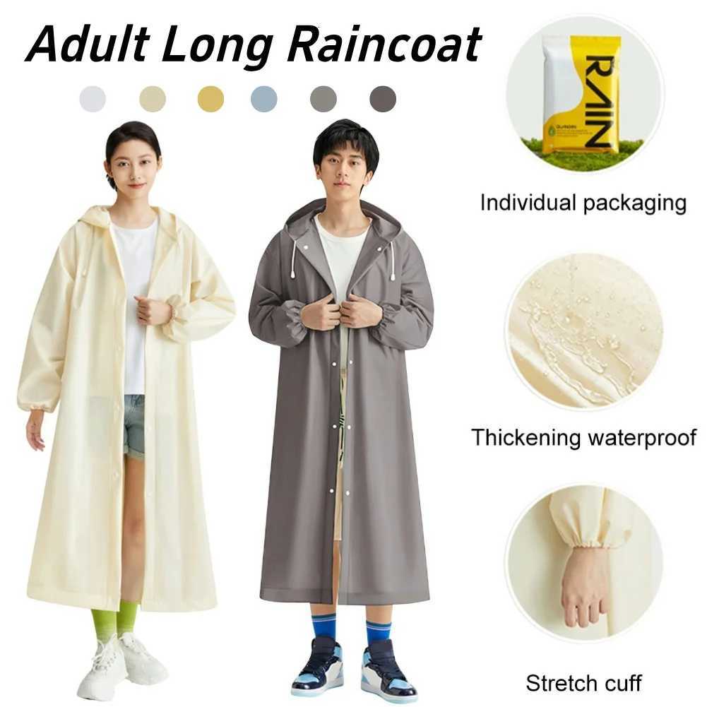 Disposable Adult Long Raincoat Windproof Waterproof Rain Coat Drawstring Hooded Rain Poncho Portable for Men Women Adults Y250814