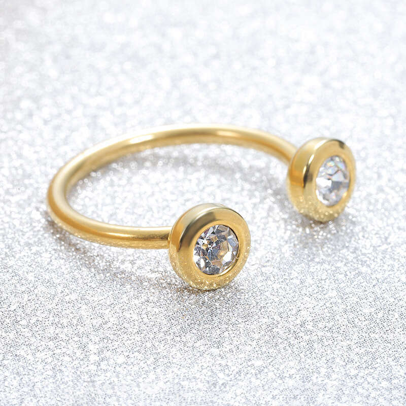 Stainless Steel Zirconia Ring - Minimalist Geometric Band in Gold/Rose Gold/Silver | Unisex Stackable (CFR3363)