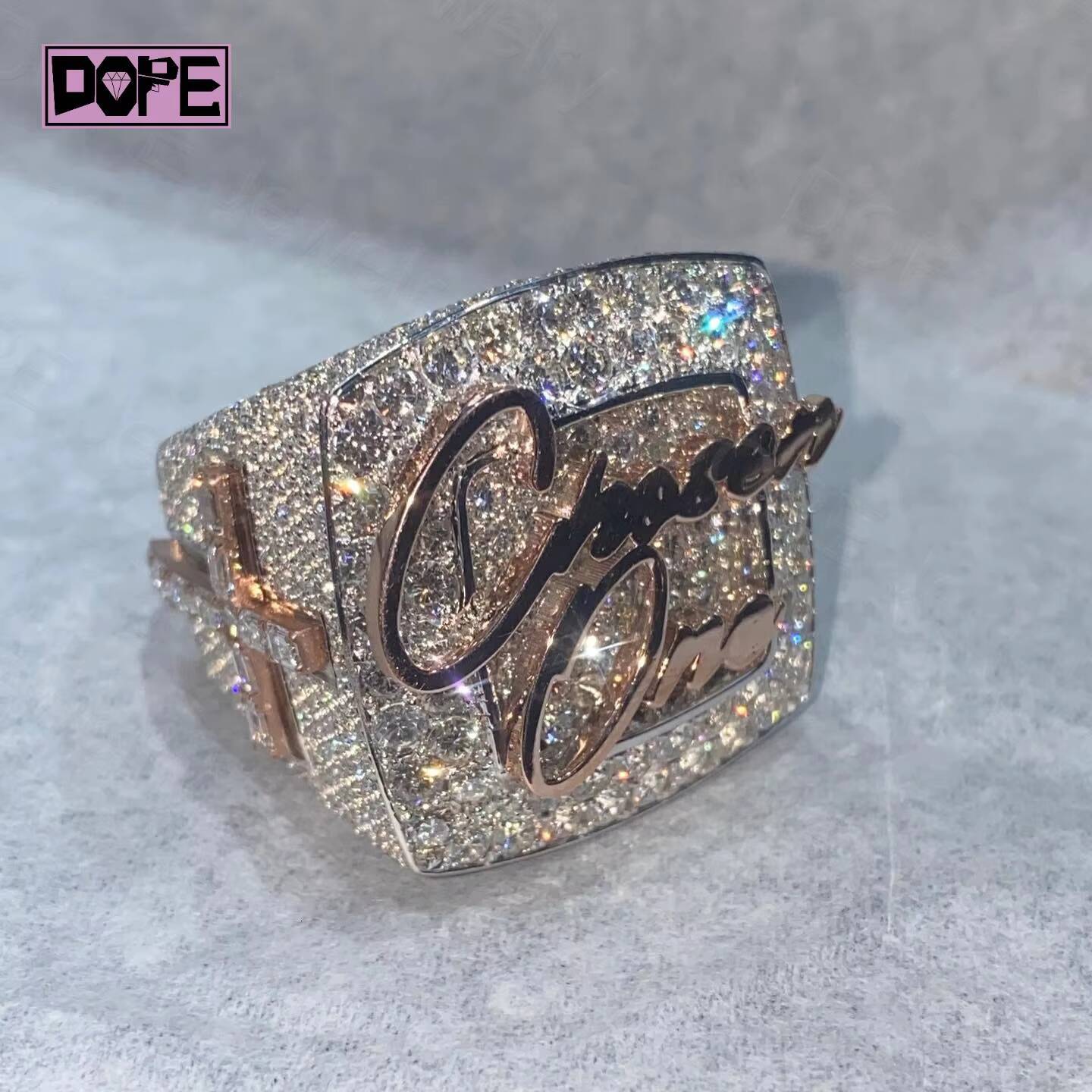 Iced Out VVS Moissanite GRA Certificated Sier Hiphop Men Custom Championship Ring