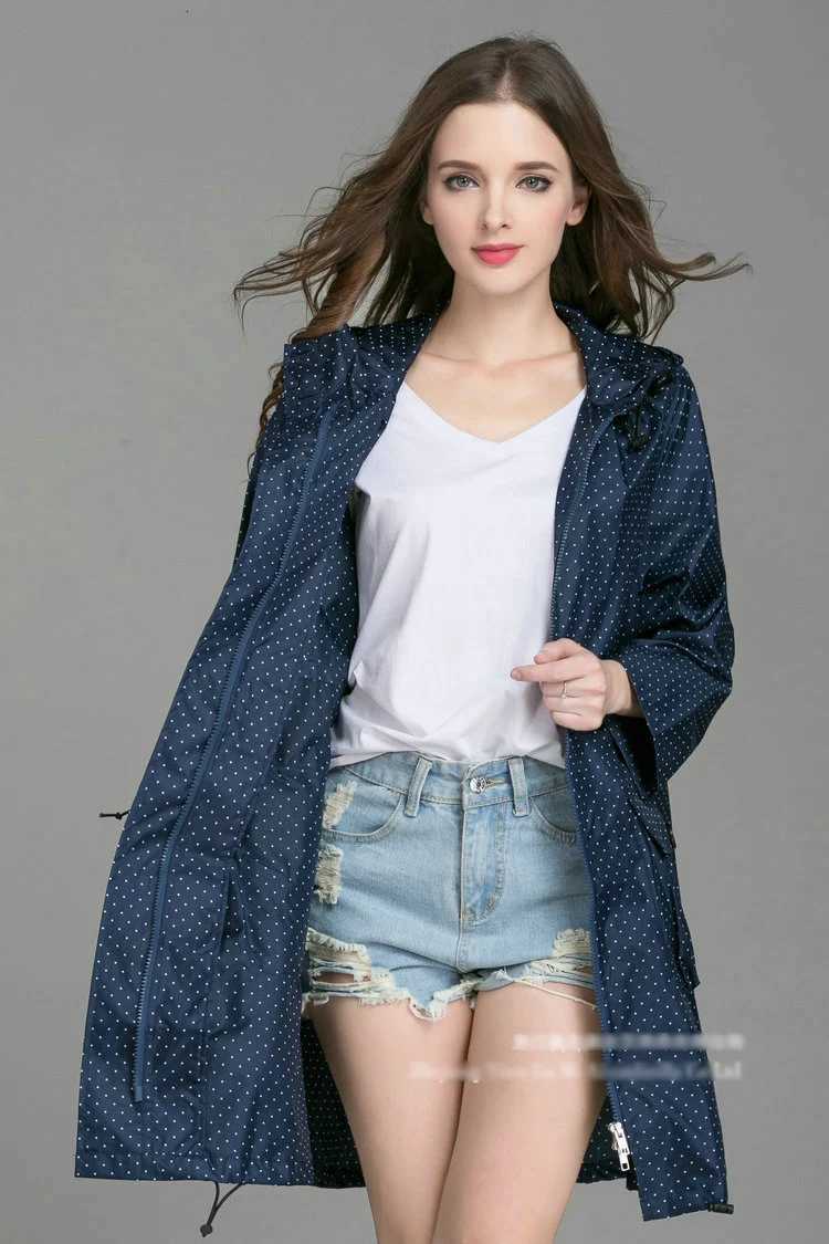 New Fashion Women Raincoat With Hat Foldable Cuffs Laydies Dress Style Light Rain Coat Waterproof Men Rainwear Windproof Y250814