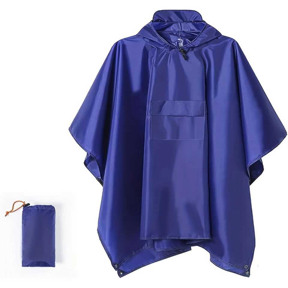 Versatile Mens 3-in-1 Raincoat Waterproof Hooded Poncho with Drawstring Lightweight for All-Season Hiking and Camping Y250814