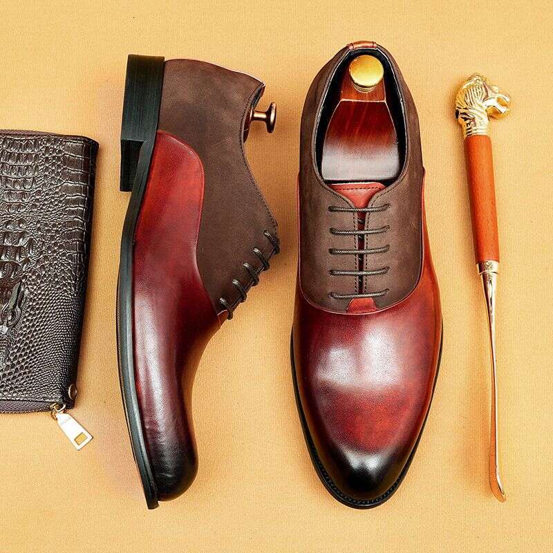 Men's Leather match leather business Dress Retro men's shoes