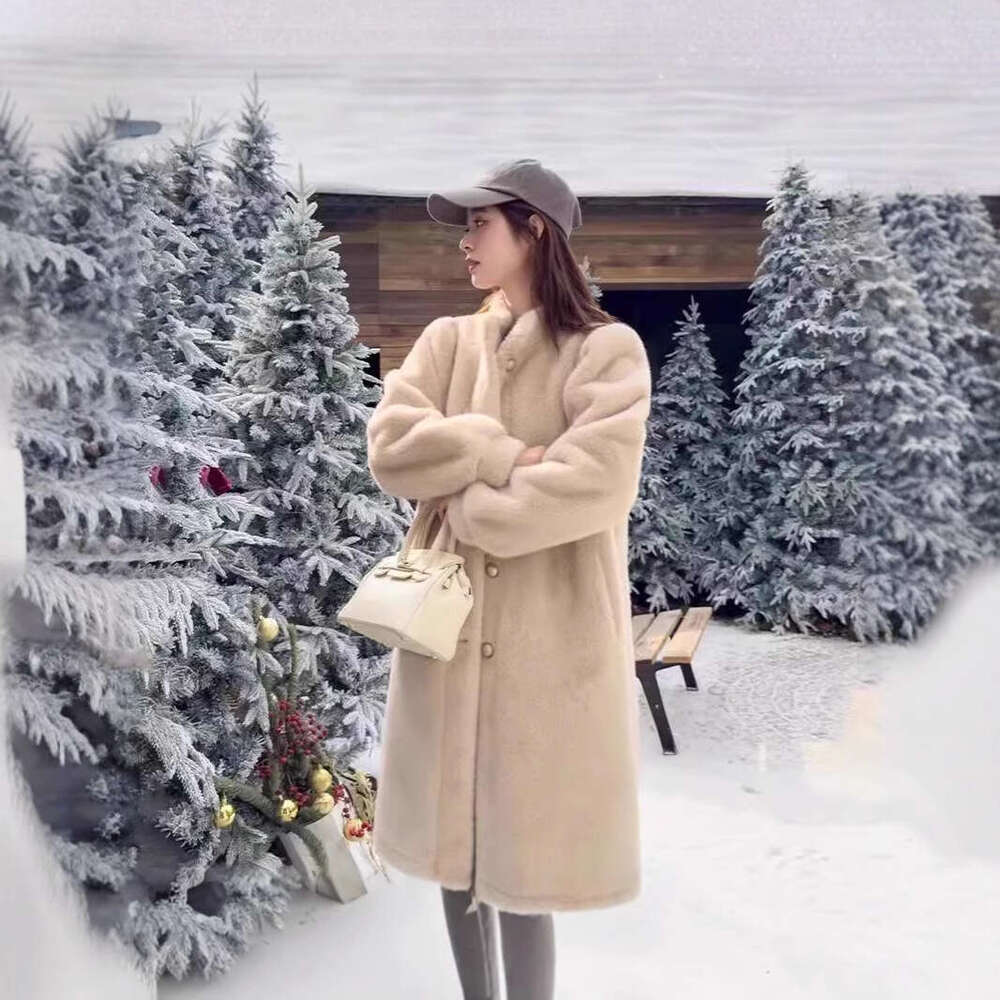 Women Winter New Mink Coat Thickened Wide Loose Lamb's Wool Fur Mid-length Faux Fur Coat Luxury Comfort Warmth Winter Coat Women