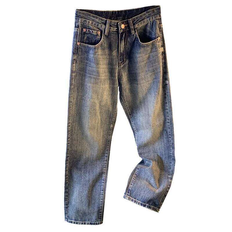 High end retro washed denim jeans for men in autumn 2025, new men's clothing Korean version straight tube loose and soft pants