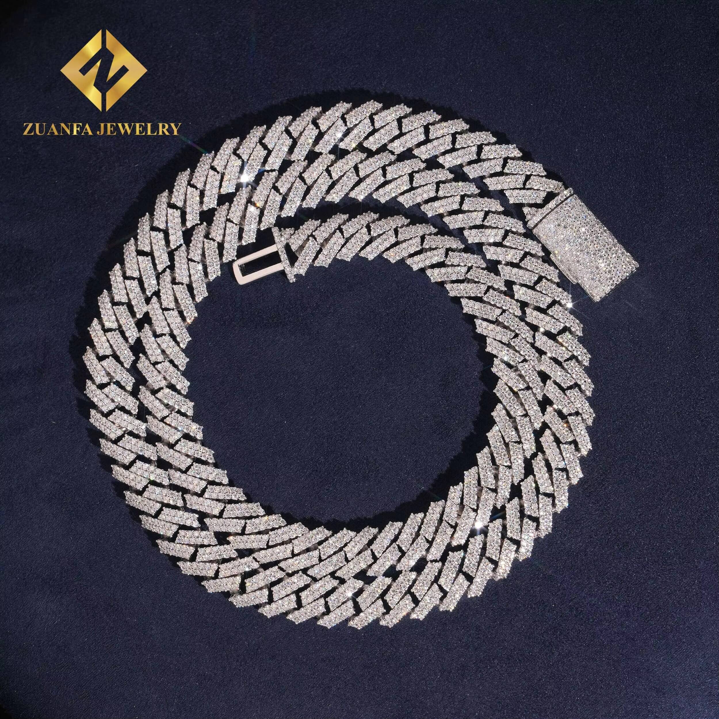 Wholesale 10mm Cuban Chain Moissanite Cuban Link Chain Necklace Men HipHop Iced Out Diamond 925 Silver Past Diamond Test GRA