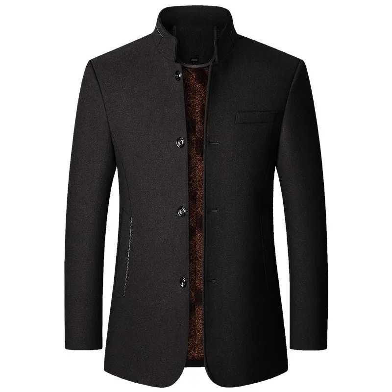 Men Fleece Woolen Blazers Jackets Cashmere Trench Coats Stand-up Collar Business Casual Suits Coats Men Winter Jackets Coats W250815