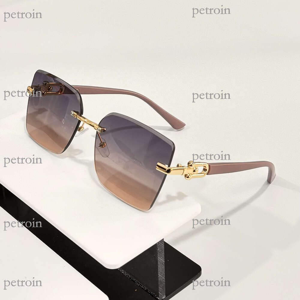 New Style Personality Women's High-end Light Luxury Gradient Color Plain Frameless Glasses Fashion Trendy Sunglasses