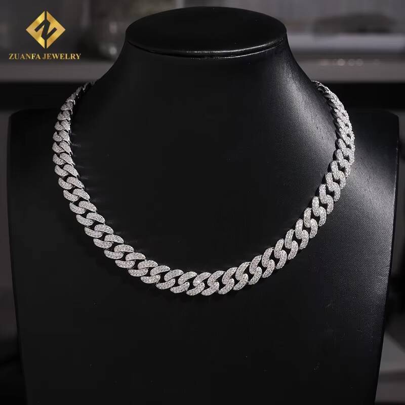 12mm Cuban Link Chain 925 Sterling Silver VVS1 Moissanite Fashion Pass Diamond Tester Fire Jewelry S925 Iced Out Hip Hop