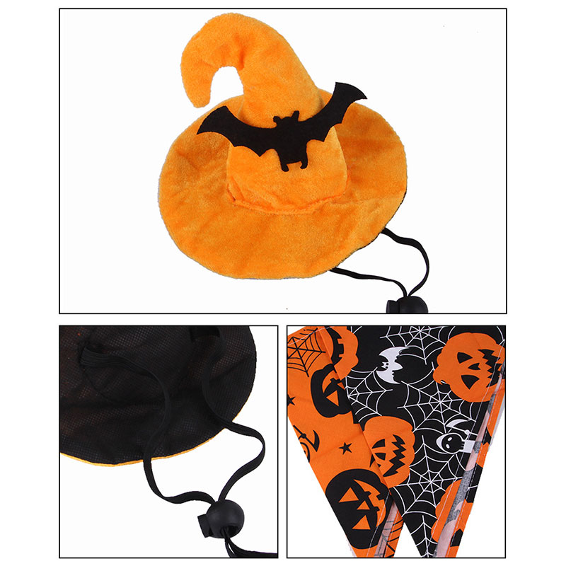 Halloween pet set - Bat hat, Halloween Pet pumpkin bib, cat costume, funny accessories,Cute and funny
