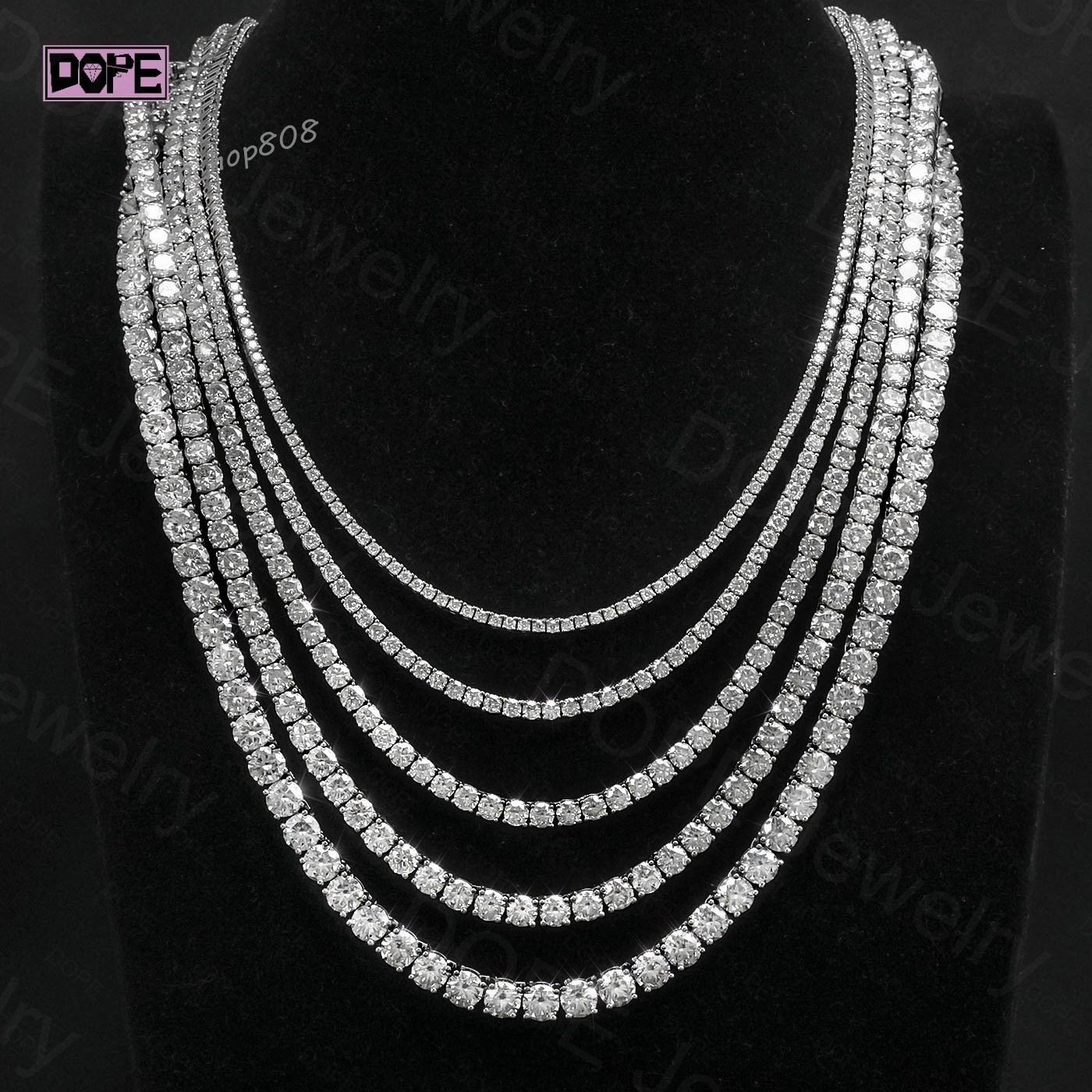 Elegant 2mm 3mm Tennis Chain 925 Silver VVS Iced Out Lab Grown Diamond IGI Lab Diamond Tennis Chain