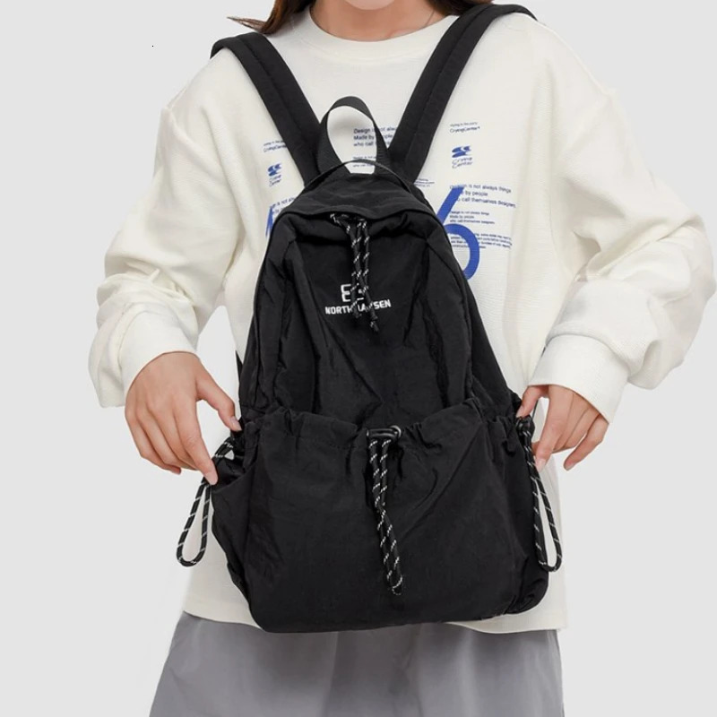 Nylon Solid Color Large Capacity Backpack Soft Versatile Bags Female High Quality Air Cushion Strap Soft Casual Backpack 250809