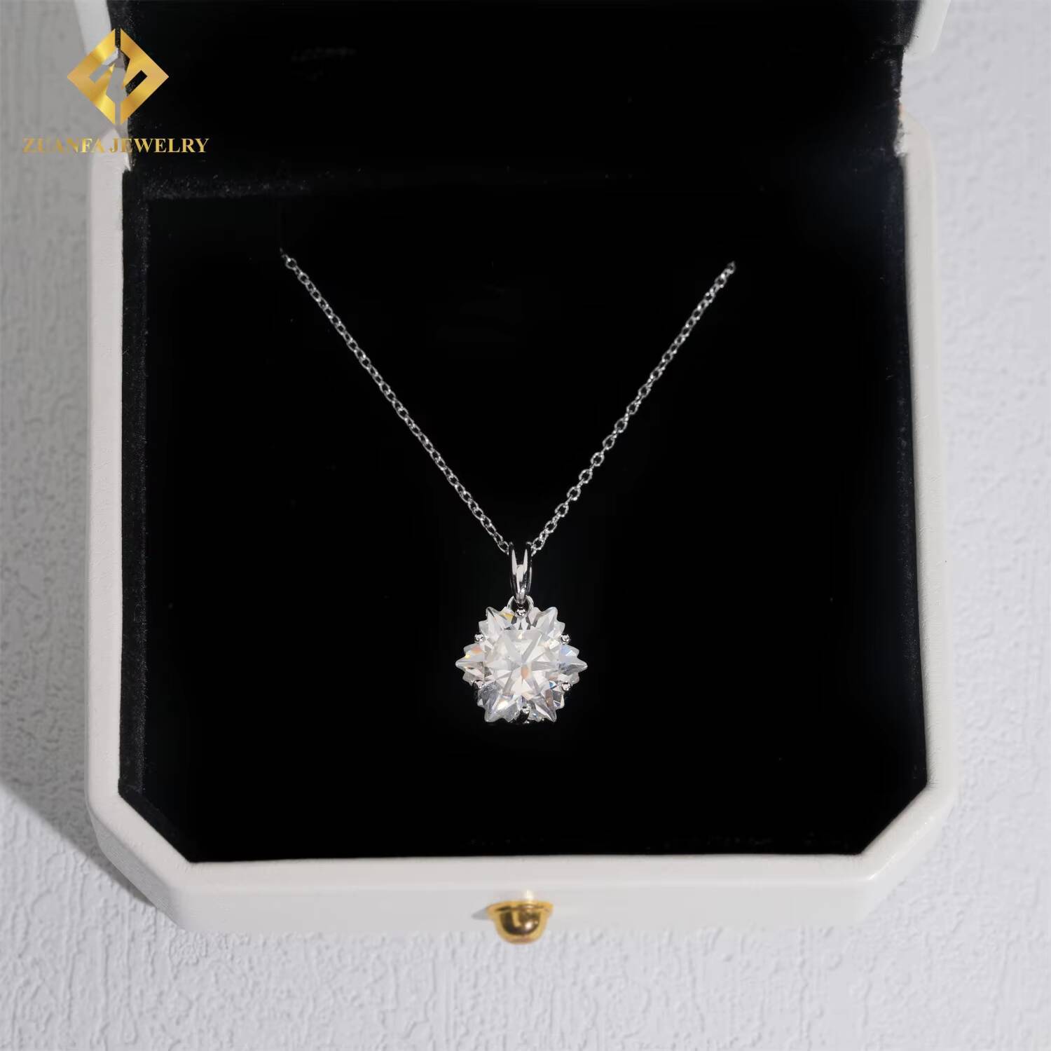 9cts Romantic Unique Snowflakes Cut Fine Jewelry Gifts Set for Women Singular Stone Charm Necklace Earrings Moissanite Jewelry