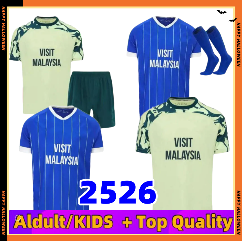 25 26 Cardiff City Soccer Jerseys Philogenep Rinomhota Colwill Ratcliffe O'Dowda Home Away 2025 2026 Football Shirts Cardiff kid Ralls Kids Kit Fans Uniforms set