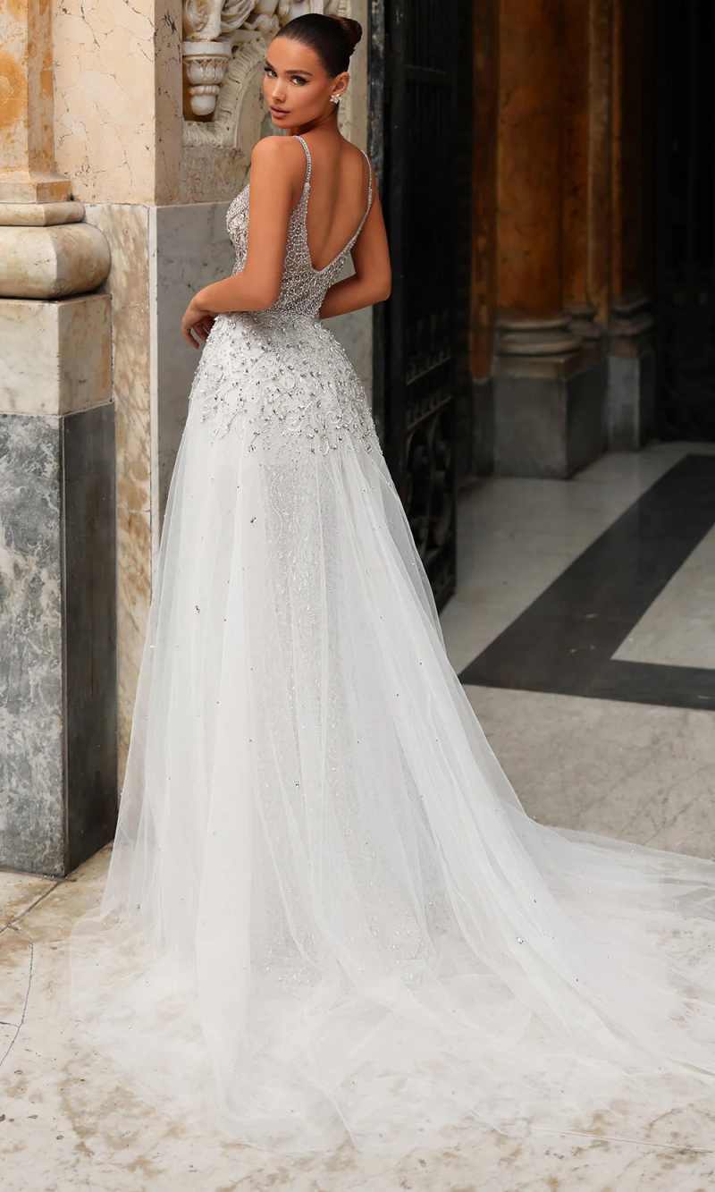 Illusion Beaded Mermaid Wedding Dresses Spaghetti Strap Sleeveless Bride Dress Sheath Lace Floor Length Bridal Dress Customized