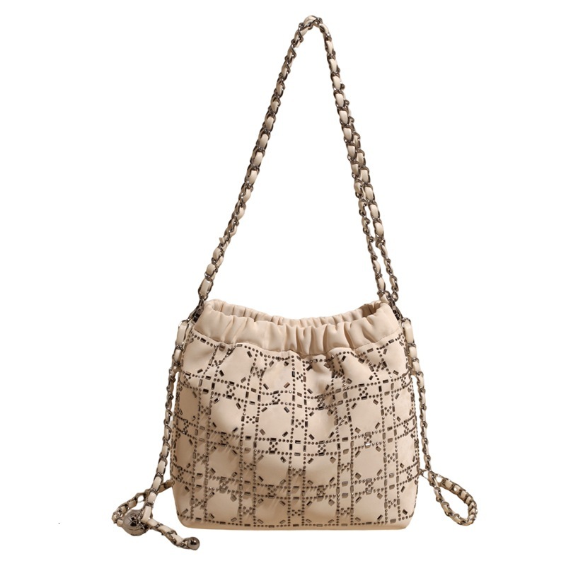 Free Shipping Designer Textured Rhinestone Shoulder Bag Urban Minimalist Women's New Luxury Handbag Casual Crossbody Bucket Bag Fashion Drawstrin