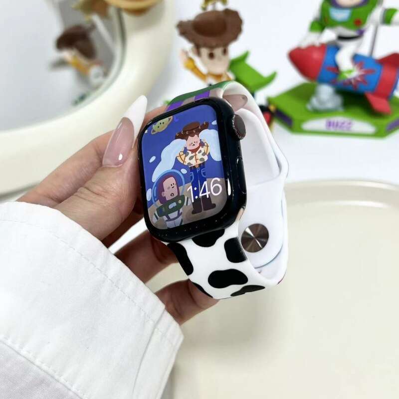 Printed Silicone Suitable for Apple iWatch9 Watch Band S8 Niche SE56