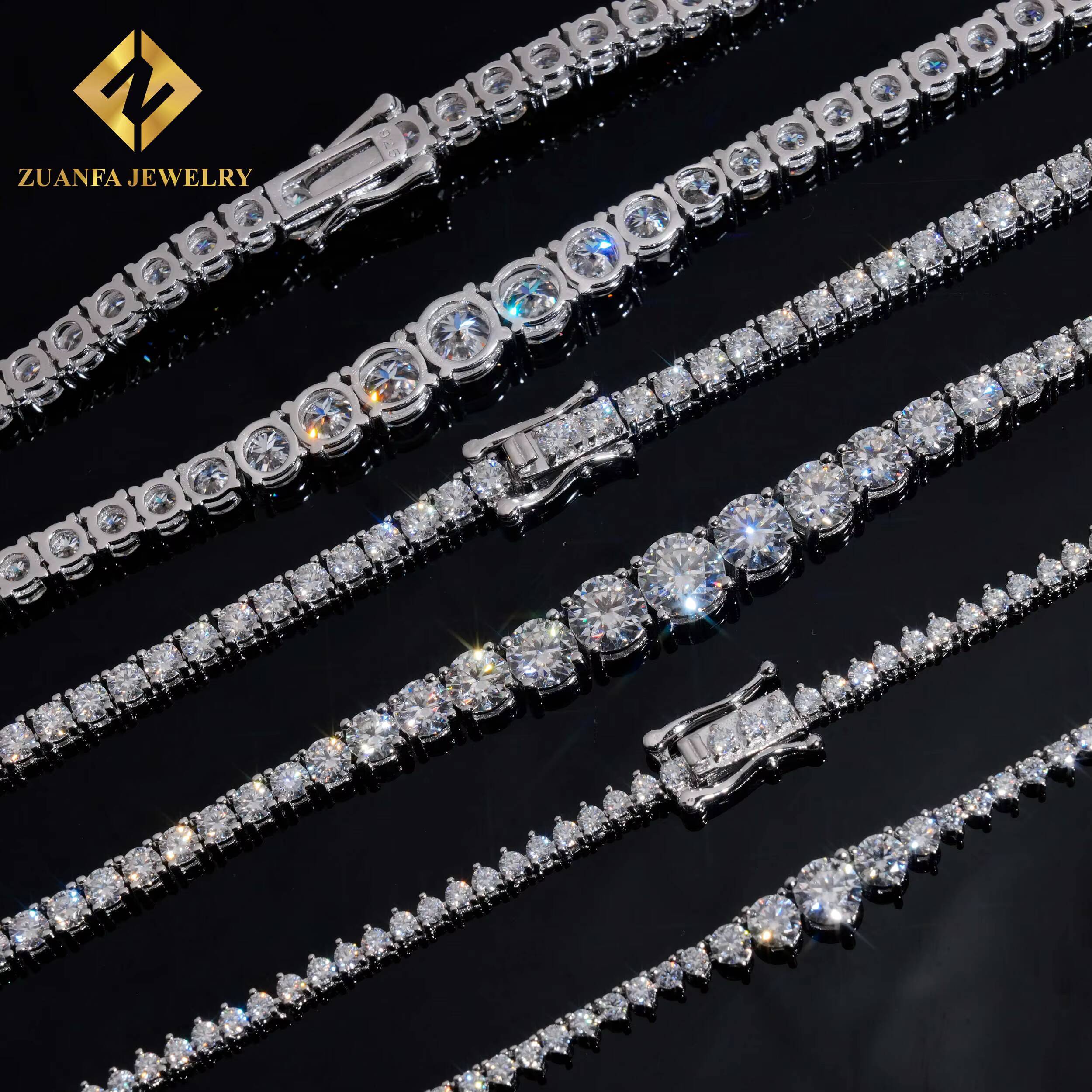 Fine Jewelry Popular Moissanite Tennis Chain Fashion Sterling Silver 2MM 3MM 4MM VVS Moissanite Tennis Necklace Hip Hop Jewelry