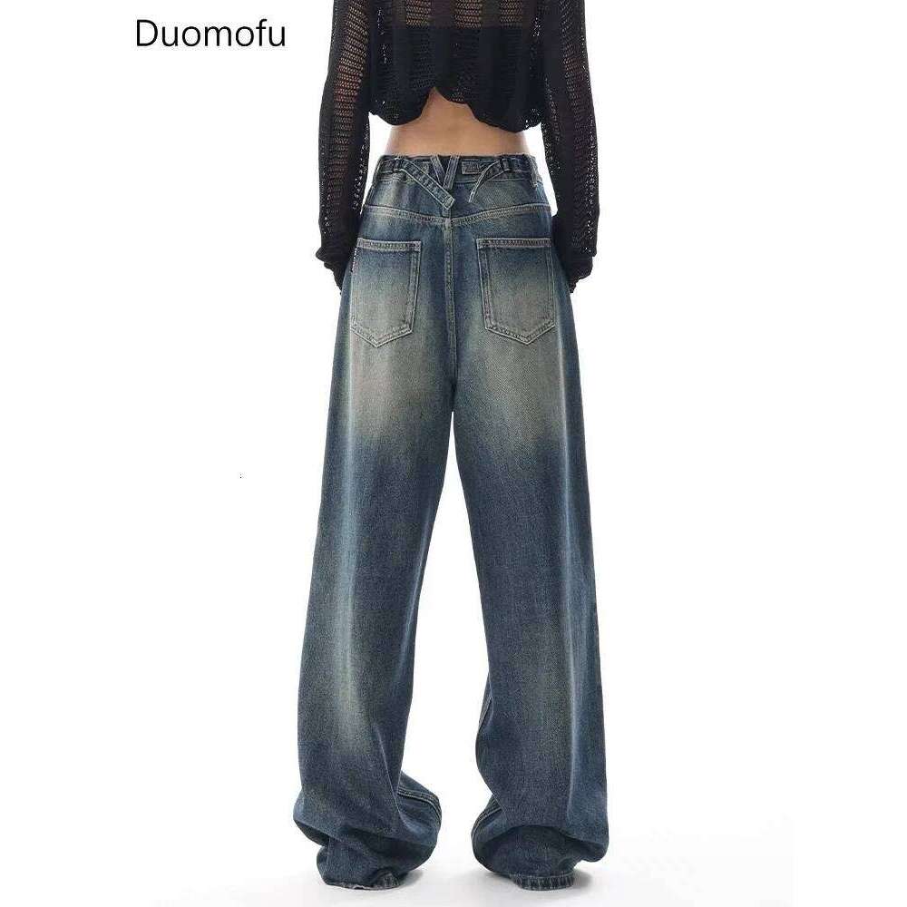 Duomofu Autumn Vintage Chicly Slim Button Female High Waisted American Basic Simple Casual Fashion S-XL Baggy Jeans Women
