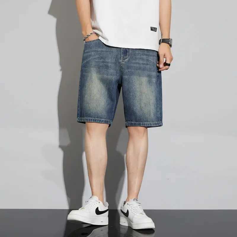 Casual Fashion Shorts Mens Summer New Style Korean RETRO Y2K Short Pants Loose Straight Five-Point Trendy Washed jeans Y250814