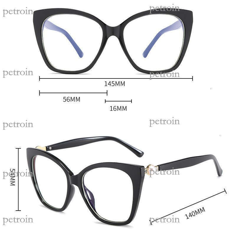 New Fashion Cat Eye Blue Light Blocking Glasses, Versatile Trendy Plain Glasses with Prescription Frames