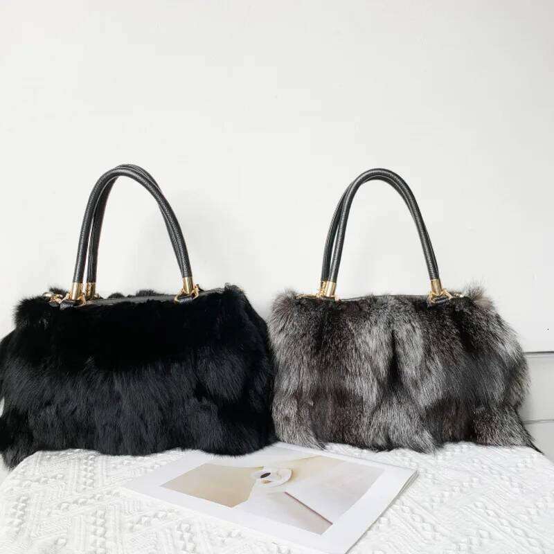 Designer bag 52 Handbag Single Diagonal Cross Furry For Women Evening Handbags Sier Fox Fur Large Shoulder Bag