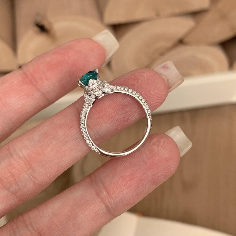 Sparkling Handmade Wedding Rings Luxury Jewelry 925 Sterling Silver Fill Oval Cut Green 5A Cubic Zircon CZ Diamond Gemstones Party Eternity Women Opem