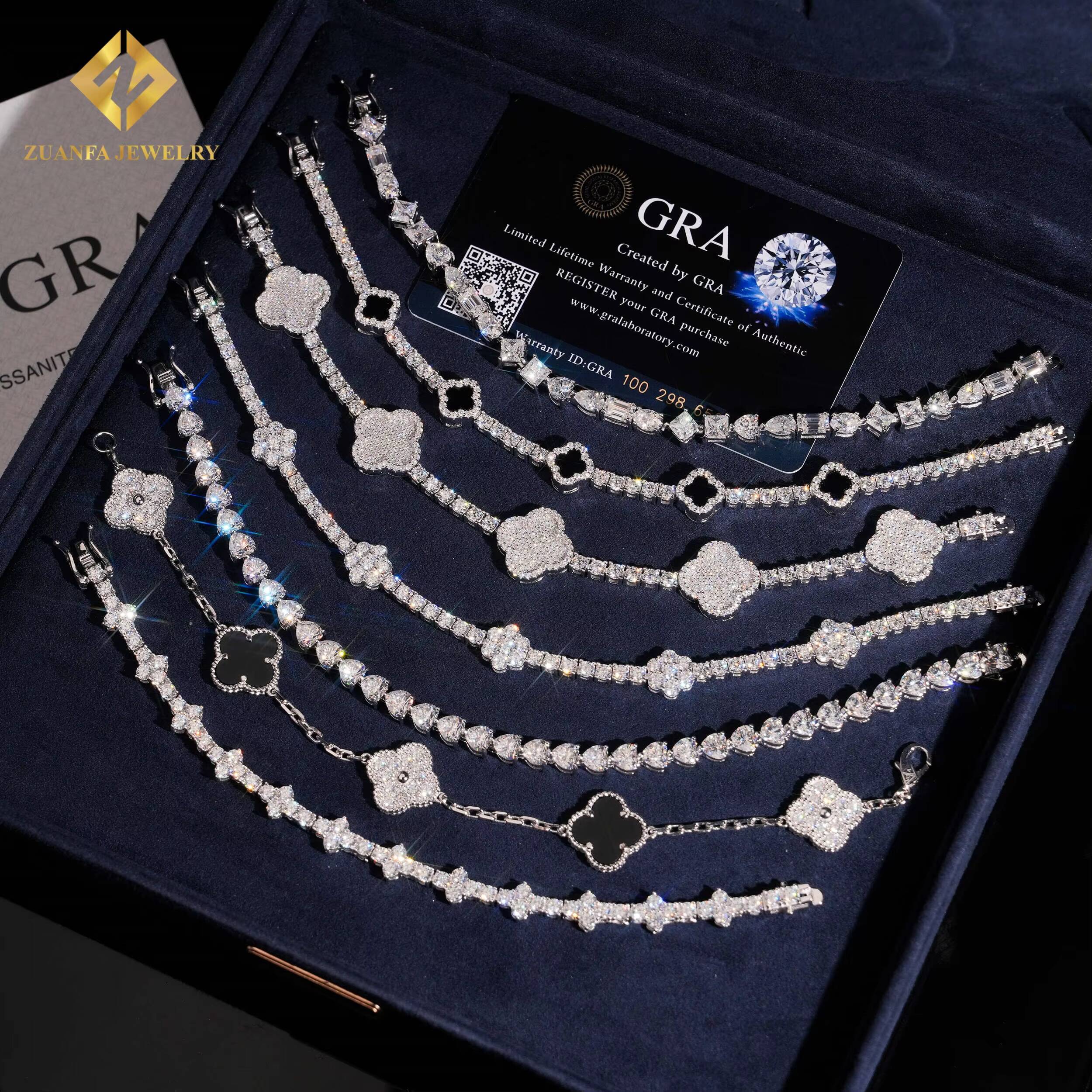 Wholesale Price 925 Sterling Silver Moissanite Pass Diamond Test Tennis Chain Bracelets Fine Jewelry