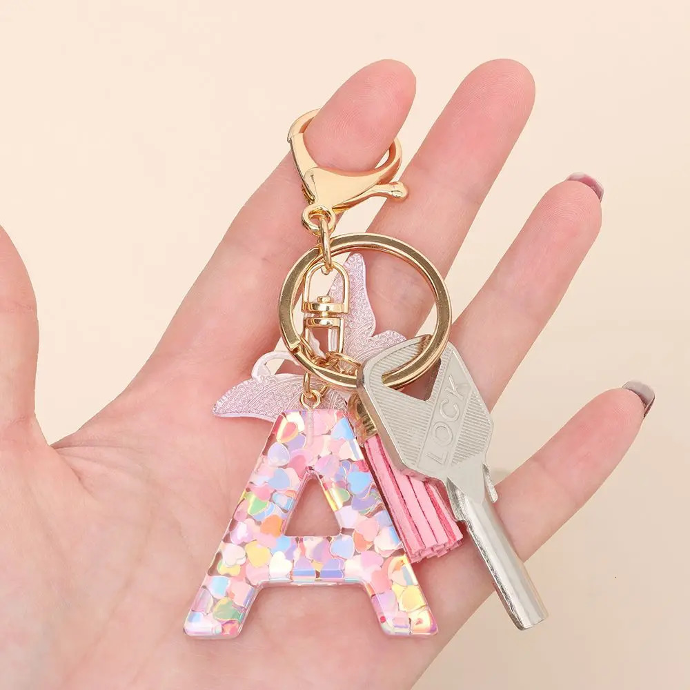 Fashion DIY AZ Letters keychain Metal Holder Pendent Key Chain Women Car Ring Simple Letter Name Party Gift Jewelry 250811
