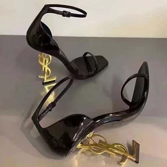 High heels designer shoes elegant luxury black sloping hollow buckle heel height increasing slimming professional temperament shoes paired skirts lady