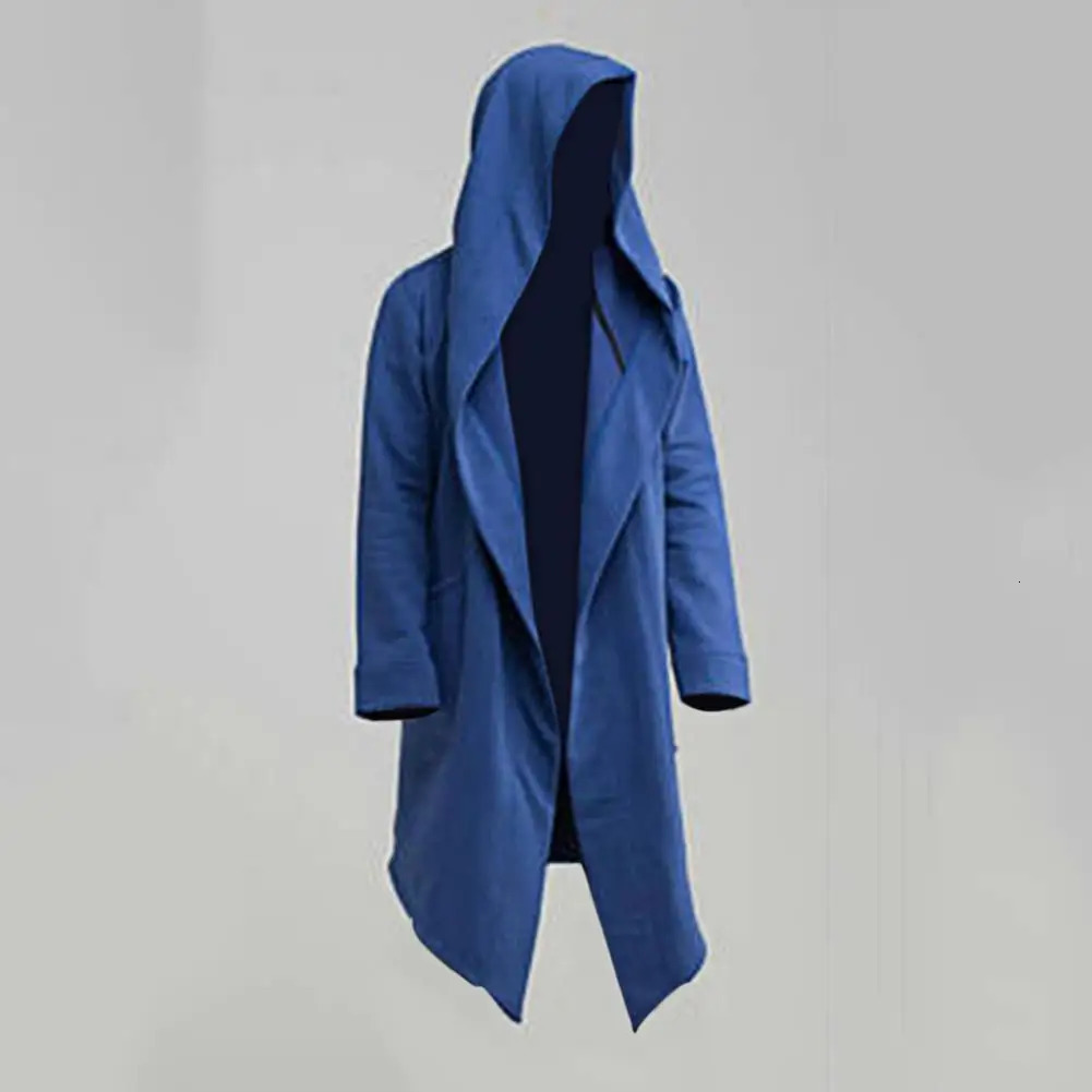 Fashionable Trench Coat Warm Leisure Men Solid Color Long Sleeve Jacket Oversize Hooded 250814