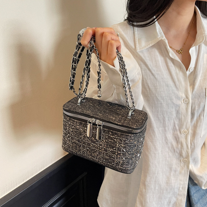 European And American Ins Personalized Women's Hot Diamond Mini Handbag Free Shipping Designer Chain Shoulder Crossbody Bag Small Fragrance Box M