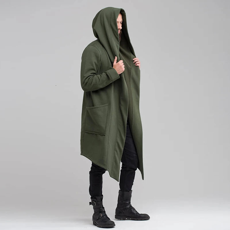 Mens Winter Hooded Cardigan Trench Coat Streetwear Solid Color Windbreaker Leisure Fashion Fleecelined Jacket Vintage Hoodie 250814