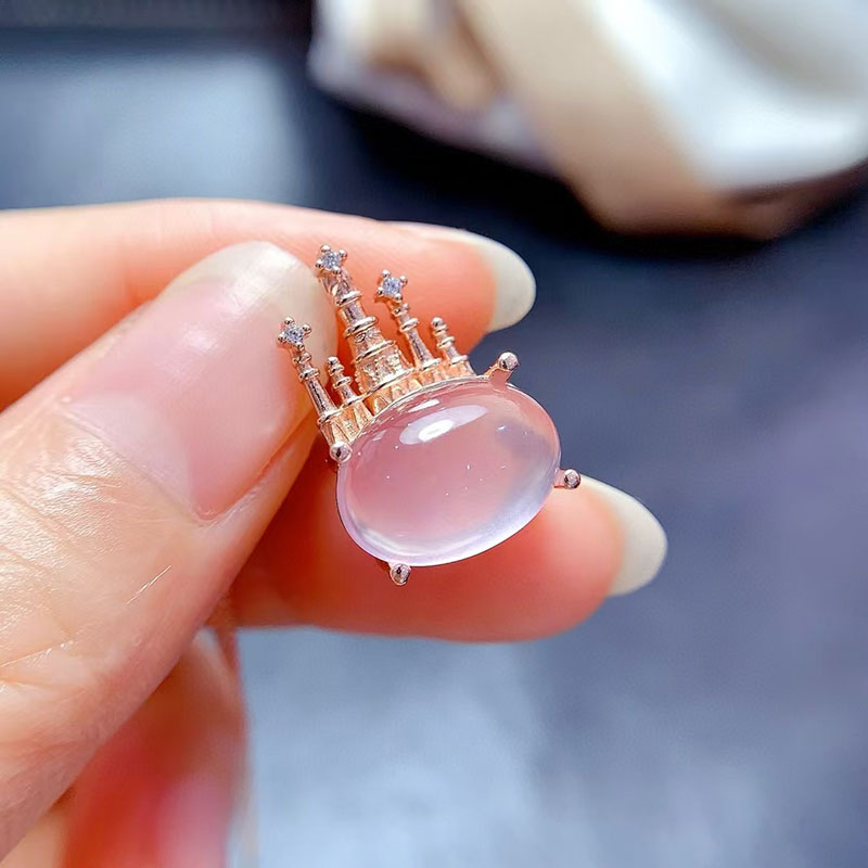 Real sterling silver gemstone pendant natural rose quartz pendant 10mm*14mm genuine rose quartz necklace 925 silver crystl jewelry with 18K gold plati