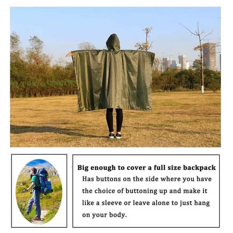 3 in 1 Multifunctional Raincoat Backpack Rain Cover Hiking Cycling Poncho Waterproof Tent Outdoor Camping Shade Tent Picnic Mat Y250814
