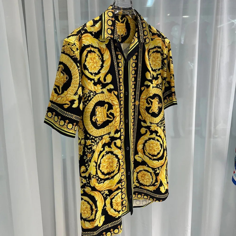 2024 early spring fashion youth digital printing mens shortsleeved shirt 250804